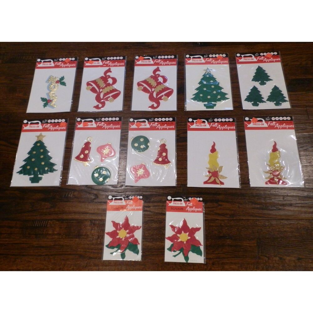Vintage Walco Press-On Christmas Felt Appliques Lot of 12 NEW